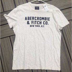 Abercrombie mens XL tee w/ navy raised lettering.  New w/ tags.